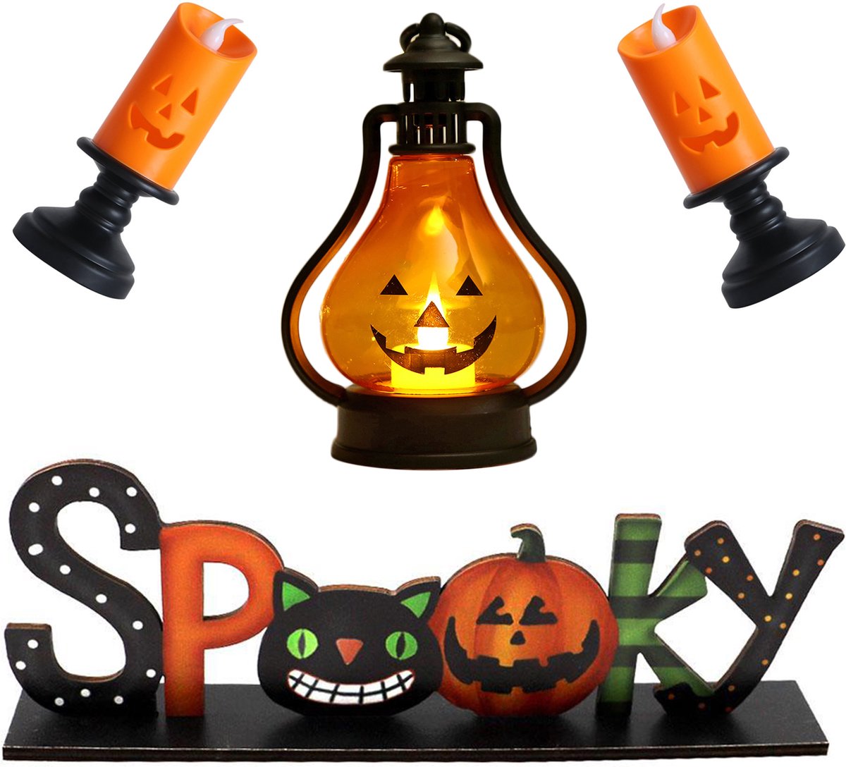 Halloween Decoratie Set | 4-Delige Set Inclusief Batterijen